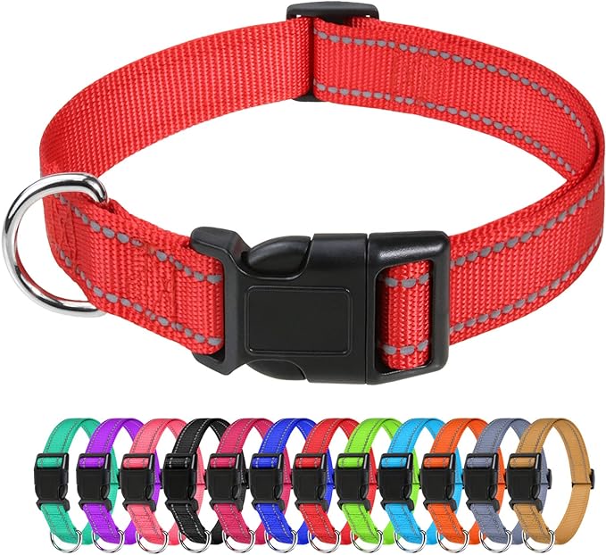 Taglory Reflective Nylon Dog Collars, Adjustable Classic Dog Collar with Quick Release Buckle