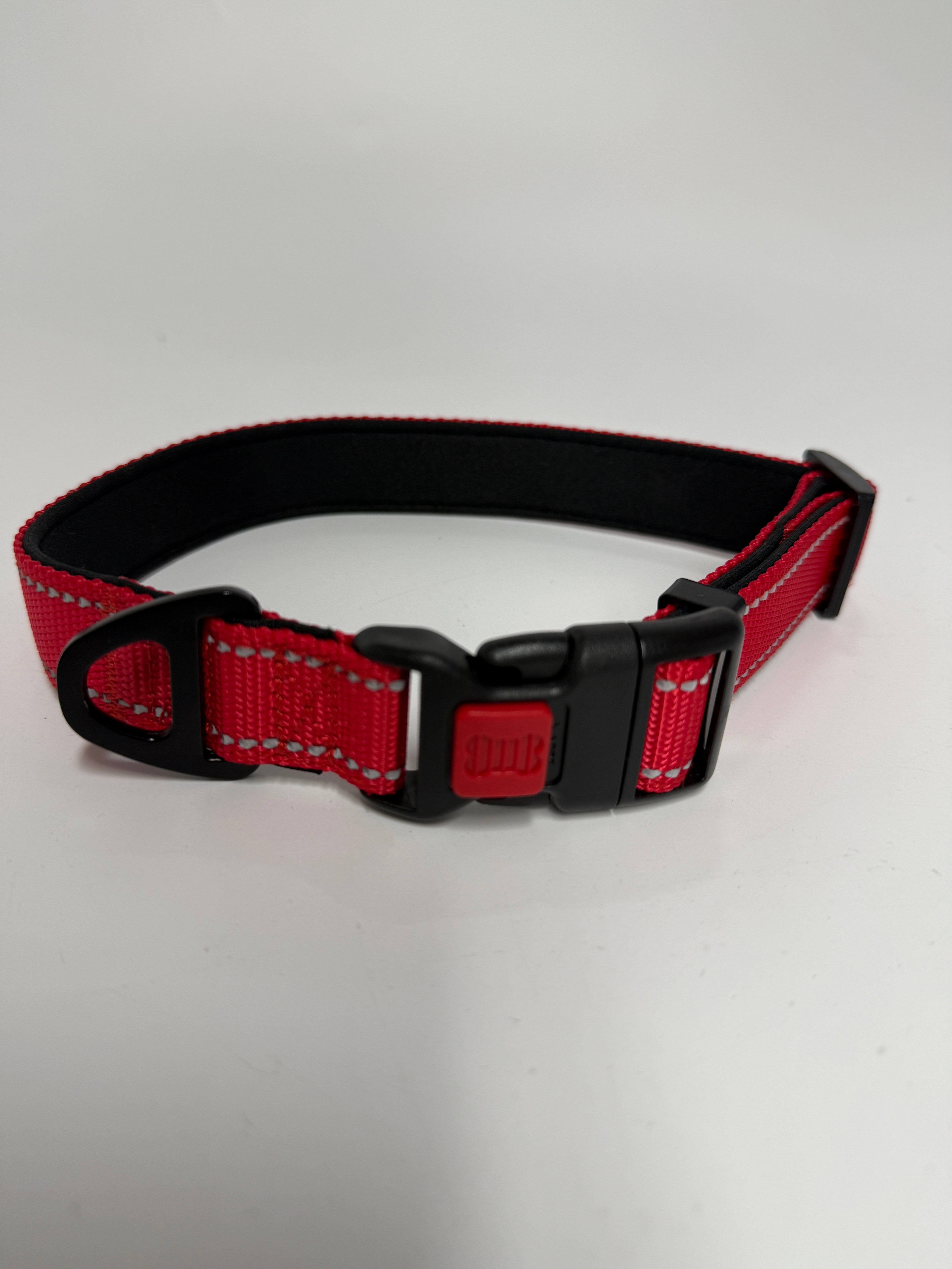Taglory Collars for Animals Reflective Dog Collar with Safety Locking Buckle, Adjustable Nylon Dog Collars for Medium Dogs Female Male, Red, M