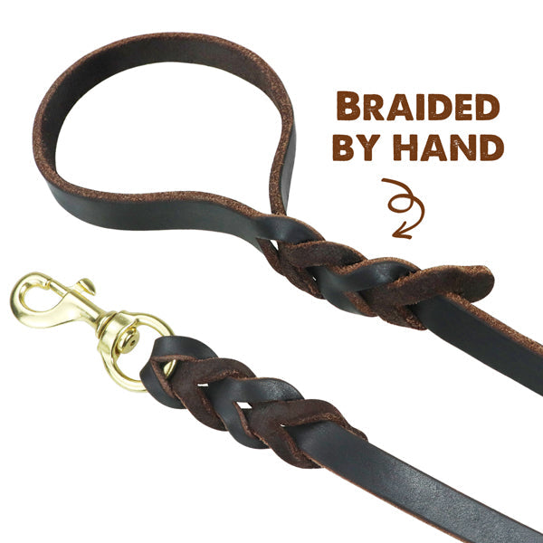 Leather Braided Dog Leash