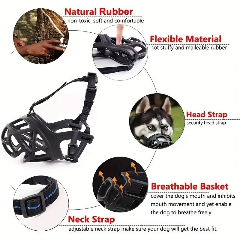 Taglory Adjustable Dog Muzzle Chewing Mask Breathable Dog Mouth Muzzle
