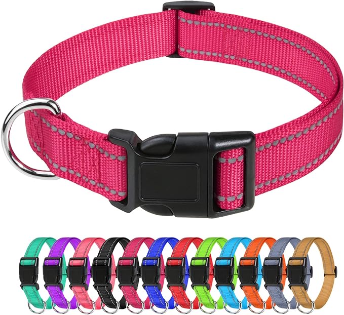 Taglory Reflective Nylon Dog Collars, Adjustable Classic Dog Collar with Quick Release Buckle