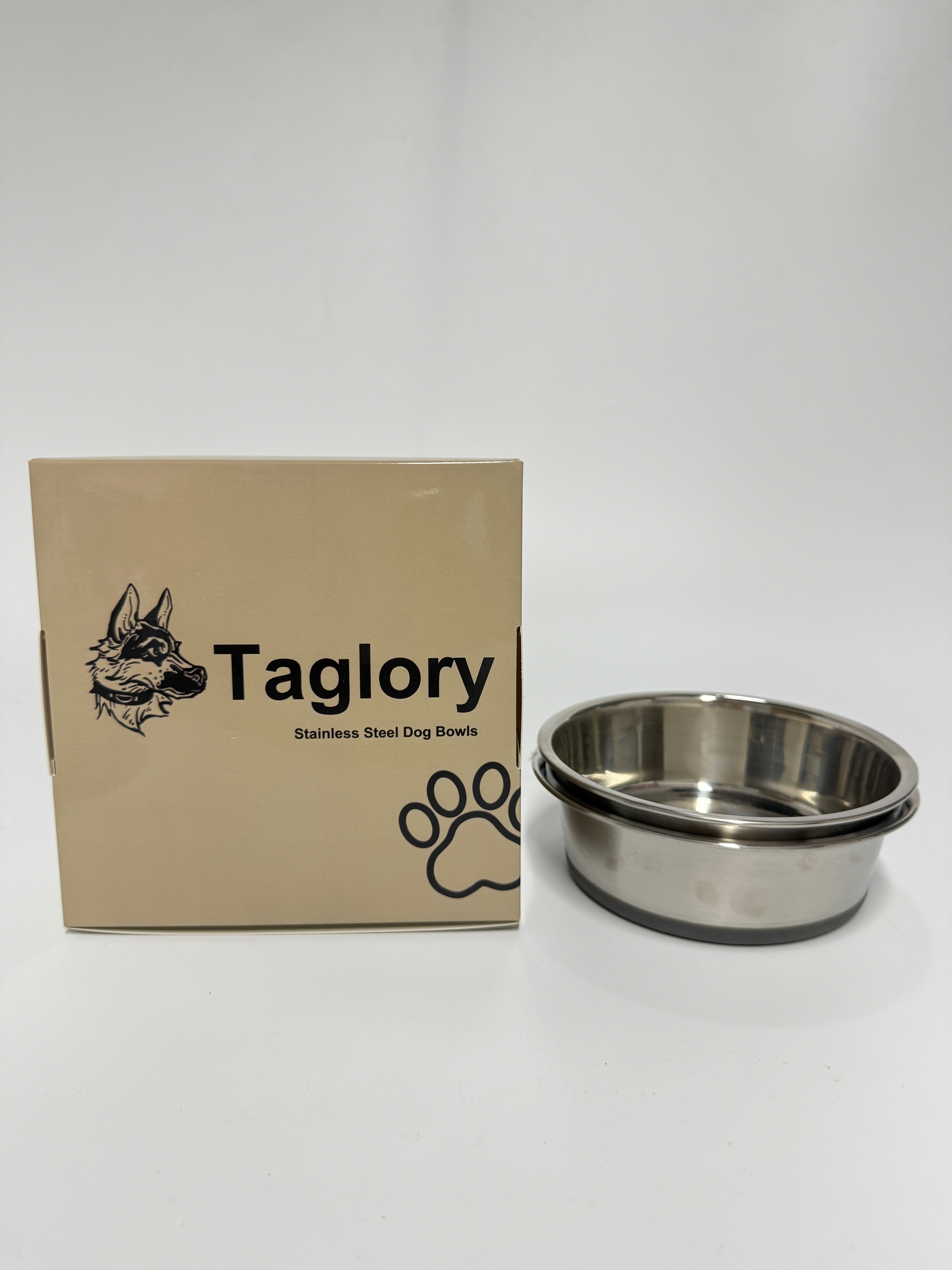 Taglory Pet Feeding and Drinking Bowls 2 Cup Stainless Steel Dog Bowls Set of 2, Extra Thick Metal Dog Bowl for Cats and Puppies, 17oz, Black