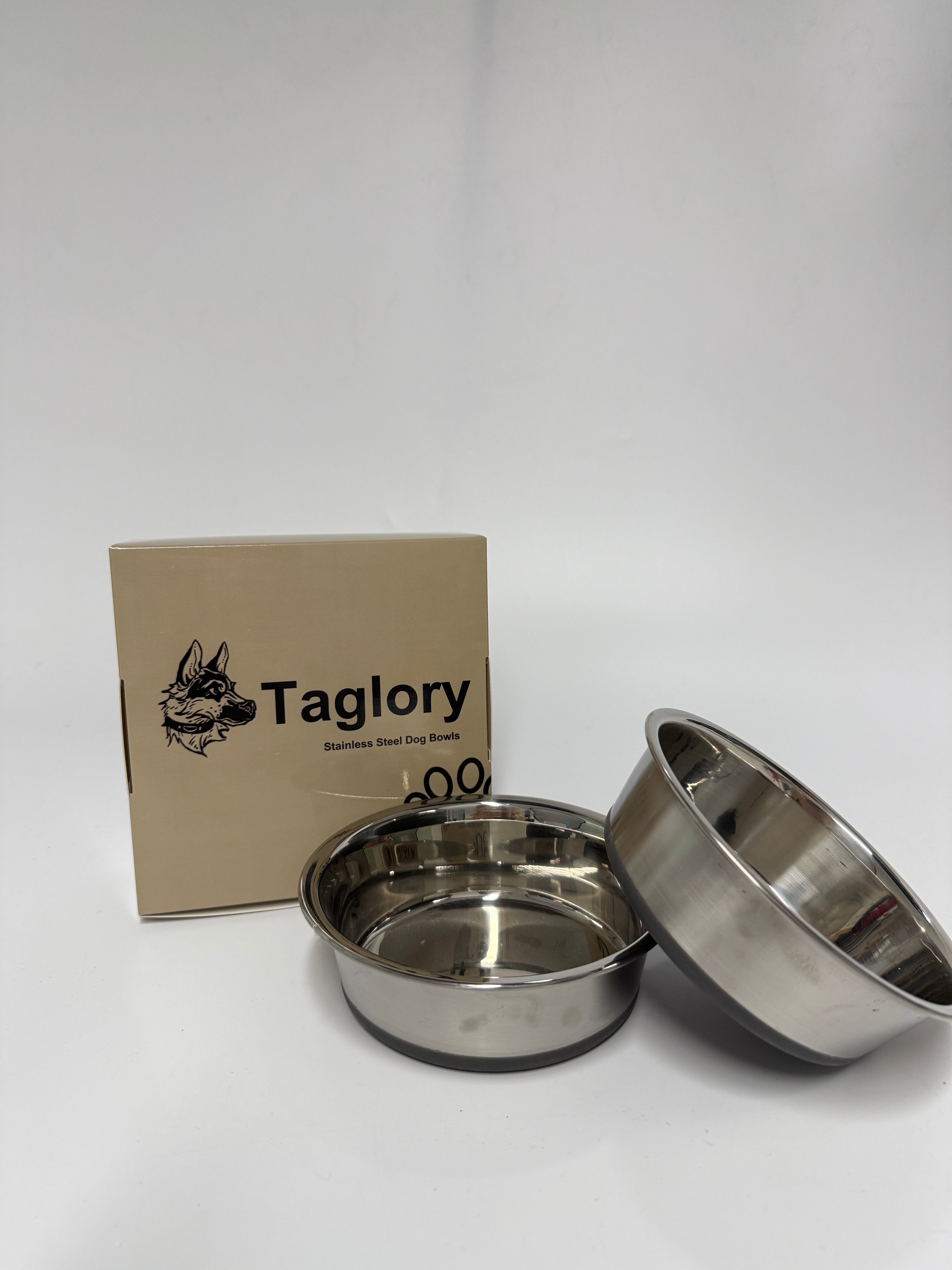 Taglory Pet Feeding and Drinking Bowls 2 Cup Stainless Steel Dog Bowls Set of 2, Extra Thick Metal Dog Bowl for Cats and Puppies, 17oz, Black