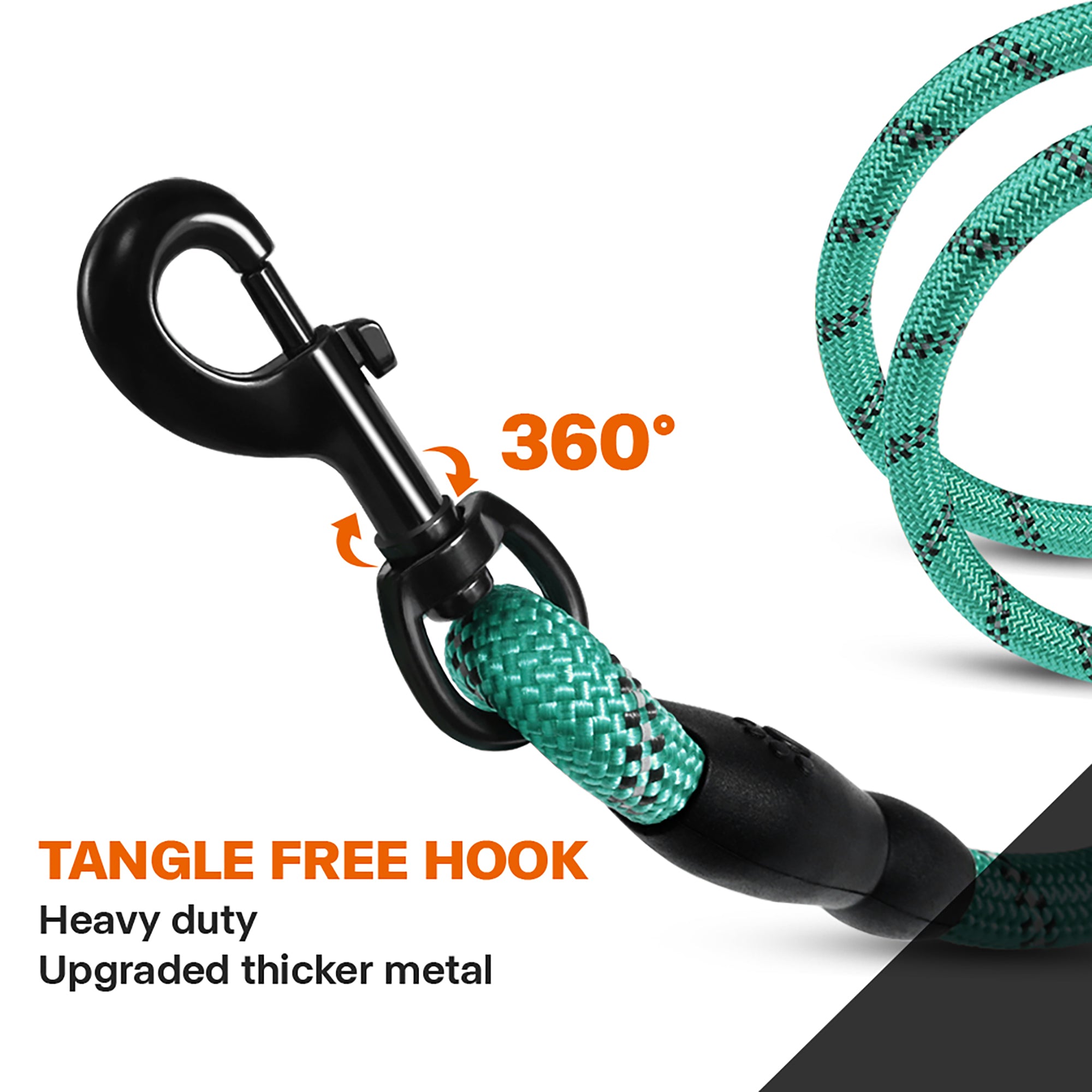 Padded Handle Highly Reflective Threads Dog Leash--Turquoise
