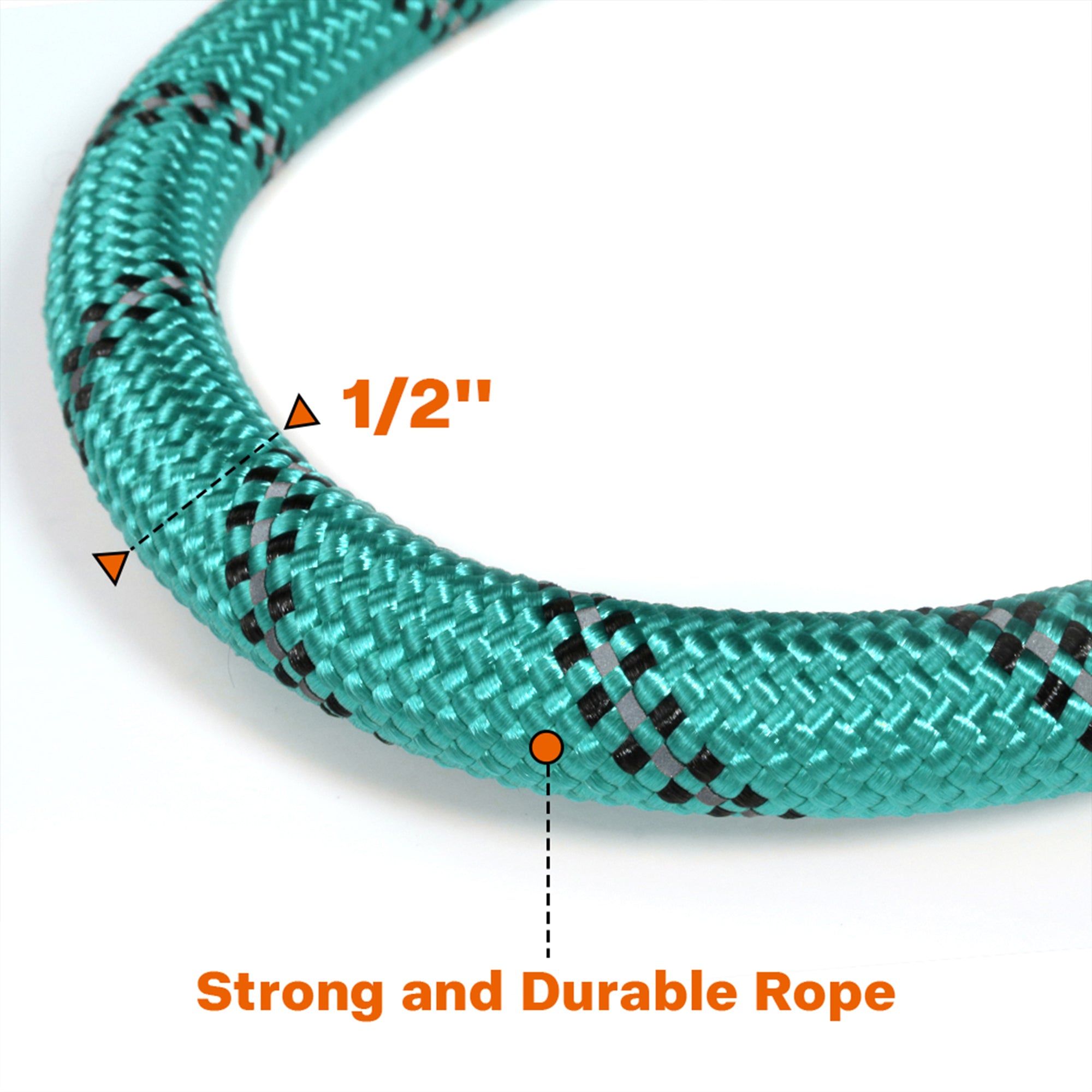 Padded Handle Highly Reflective Threads Dog Leash--Turquoise